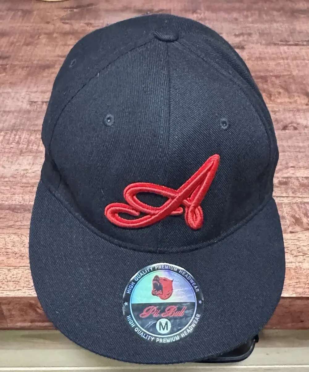 Atlanta Braves Hat Cap Medium Pitbull Black / Red